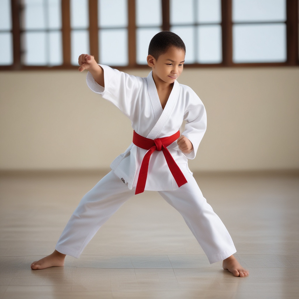 A child practicing karate